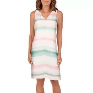 Womens Bob Timberlake Striped Watercolors Tie-Dye Sleeveless Dress  - Sz L